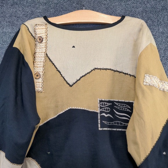 Liz & Me Women's Jacket Multicolor 3X Cotton Rayon Flax Blend Boho Patchwork - Picture 3 of 12